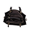 Черна дамска кожена чанта с несесер Mila-3 снимка
