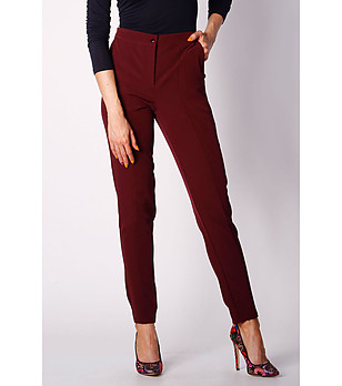 Дамски панталон Melisa в цвят бордо снимка