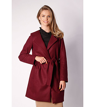Дамско палто в цвят бордо Alvara снимка