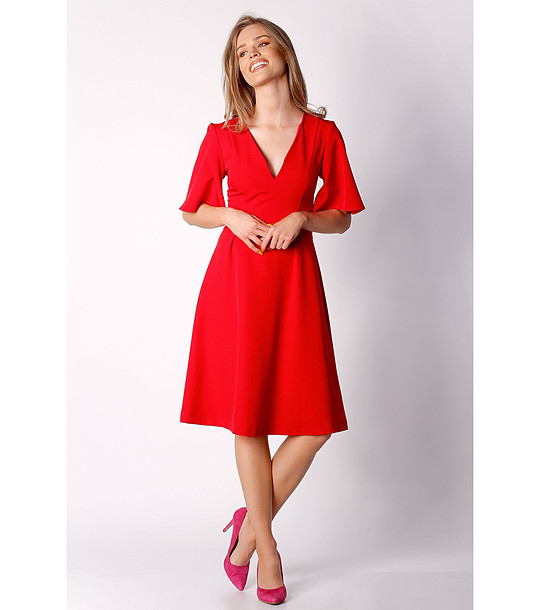 Червена рокля с V-образно деколте Bretta снимка