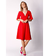 Червена рокля с V-образно деколте Bretta-0 снимка