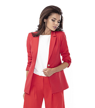 Елегантно дамско сако Roni в червен нюанс с памук снимка
