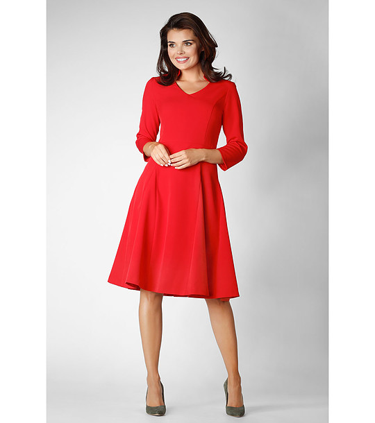 Елегантна клоширана червена рокля Alita снимка