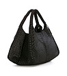 Релефна дамска кожена чанта в черно Jaci-2 снимка