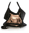 Релефна дамска кожена чанта в черно Jaci-3 снимка