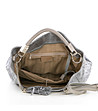 Сива кожена дамска чанта с пискюл Arden-3 снимка