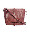 Дамска релефна чанта в цвят бургунд от естествена кожа Sefora-0 снимка