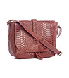 Дамска релефна чанта в цвят бургунд от естествена кожа Sefora-2 снимка