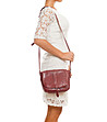 Дамска релефна чанта в цвят бургунд от естествена кожа Sefora-4 снимка