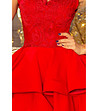 Официална червена рокля с дантела Mira-3 снимка