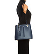 Дамска кожена чанта в тъмносин нюанс Jolene-1 снимка