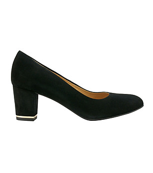 Черни дамски велурени обувки със златист кант Hillie снимка