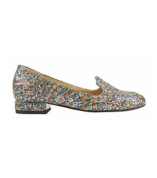 Дамски многоцветни обувки от естествена кожа с принт тип мозайка Valerie снимка