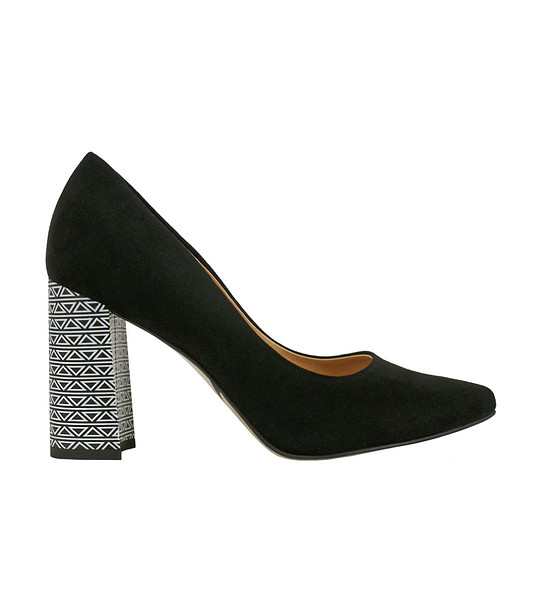 Черни дамски велурени обувки с ефектен ток Trudie снимка