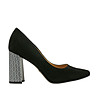 Черни дамски велурени обувки с ефектен ток Trudie-0 снимка