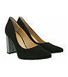 Черни дамски велурени обувки с ефектен ток Trudie-4 снимка