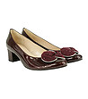 Дамски лачени обувки от естествена кожа в цвят бургунд Ginny-3 снимка