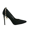 Черни дамски обувки със златист декоративен детайл Viv-0 снимка