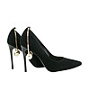 Черни дамски обувки със златист декоративен детайл Viv-1 снимка