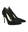 Черни дамски обувки със златист декоративен детайл Viv-2 снимка