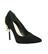 Черни дамски обувки със златист декоративен детайл Viv-3 снимка