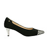 Дамски черни кожени обувки със сребристи детайли Kathie-0 снимка