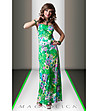Дълга зелена рокля с флорален принт-0 снимка