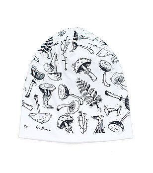 Бяла детска памучна шапка с принт Lino снимка
