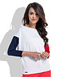 Дамски пуловер в бяло, тъмносиньо и червено Abra-0 снимка
