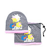 Детски сив комплект от шапка и шал с многоцветна щампа Zino-0 снимка