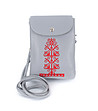 Светлосива дамска чанта за рамо с червена бродерия-0 снимка