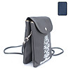 Тъмносиня дамска чанта за рамо с бродерия в лилаво-1 снимка