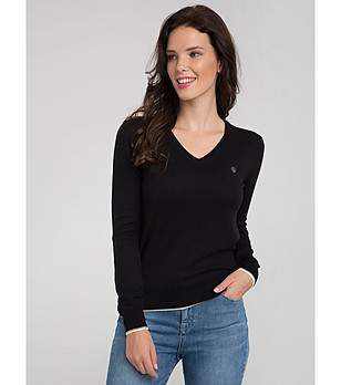 Черен дамски памучен пуловер Radika снимка