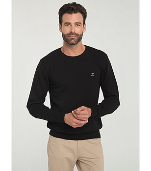Памучен мъжки пуловер в черно Daniel снимка