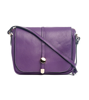 Малка кожена дамска чанта в лилаво Mela снимка