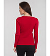 Дамски пуловер в червено с плетеници Ismena-1 снимка