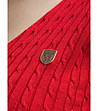 Дамски пуловер в червено с плетеници Ismena-4 снимка