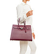 Дамска трапецовидна кожена чанта Ester в цвят бургунд-4 снимка