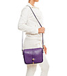 Малка кожена дамска чанта в лилаво Mela-4 снимка