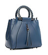 Дамска синя кожена чанта Simone-2 снимка