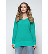 Дълъг дамски пуловер Lornita в зелен нюанс-0 снимка