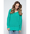 Дълъг дамски пуловер Lornita в зелен нюанс-2 снимка