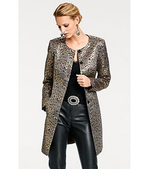 Дамско палто в златисто и черно Zenda снимка