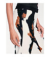 Дамски панталон в цвят екрю, кафяво и черно Marie за ръст до 160 см-1 снимка