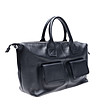 Черна дамска пътна чанта от естествена кожа -2 снимка
