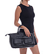 Черна дамска пътна чанта от естествена кожа-4 снимка