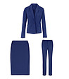 Тъмносин дамски комплект сако, пола и панталон Lina-4 снимка