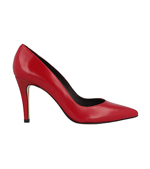 Елегантни дамски кожени обувки в червено Daneta снимка