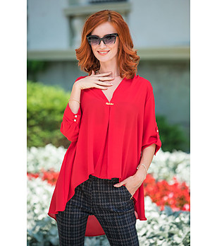 Дамска широка блуза в червен нюанс снимка