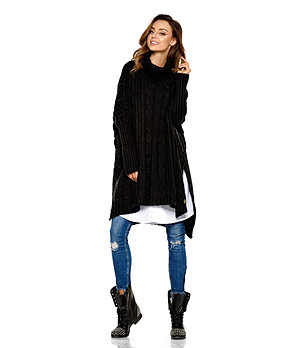 Дълъг дамски пуловер в черно Melissa снимка